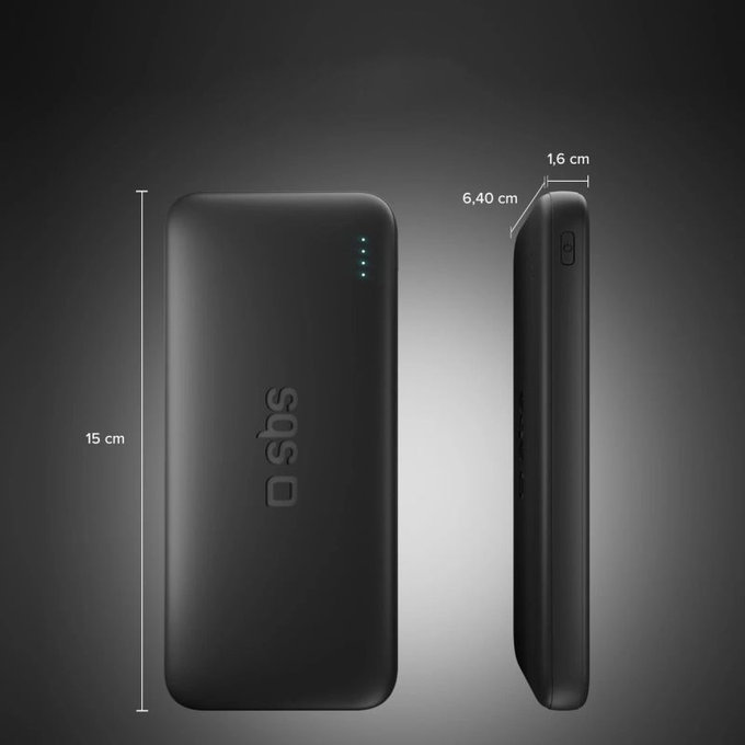SBS - PowerBank 10000mAh, 10W, Infinity, LiFePO4, USB-C/USB-A, črna