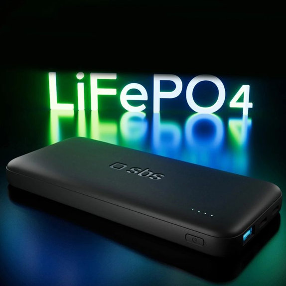 SBS - PowerBank 10000mAh, 10W, Infinity, LiFePO4, USB-C/USB-A, črna