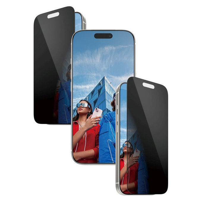 UWF 2-Way Privacy kaljeno steklo z aplikatorjem za iPhone 17 Pro, Črna, PanzerGlass