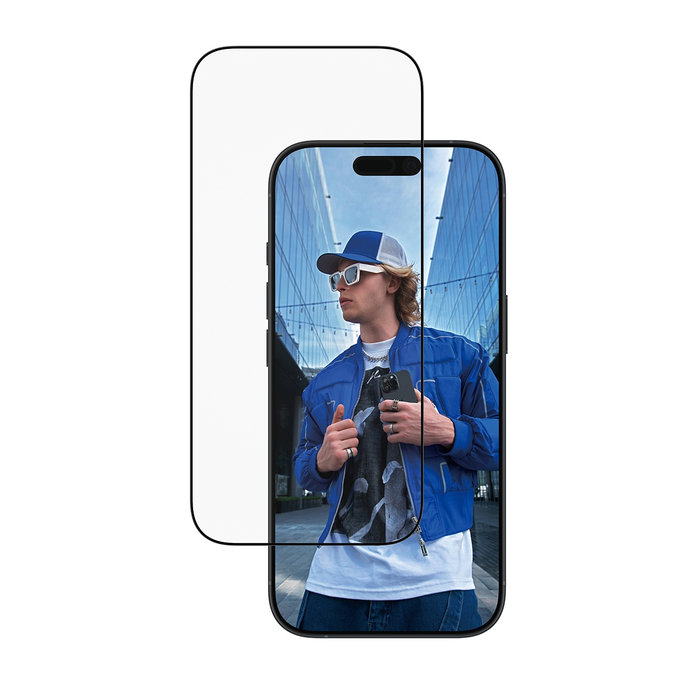 UWF kaljeno steklo z aplikatorjem za iPhone 17/16 Pro, Črna, PanzerGlass