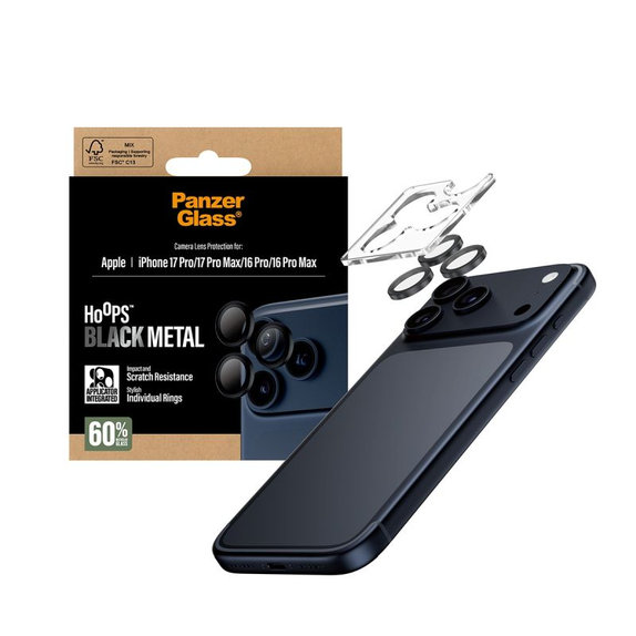 PanzerGlass - Zaščita objektiva Hoops za iPhone 17 Pro Max/17 Pro/16 Pro Max/16 Pro, črna