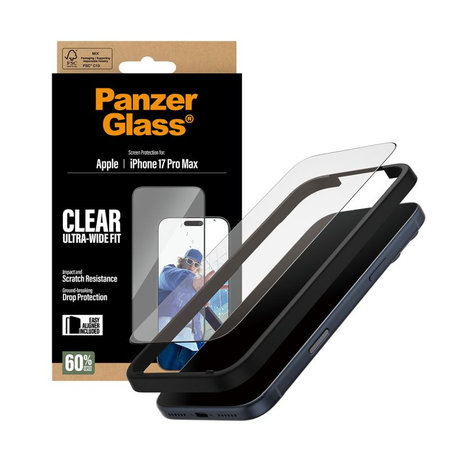 PanzerGlass - Tvrđeno steklo UWF z aplikatorjem za iPhone 17 Pro Max, črna