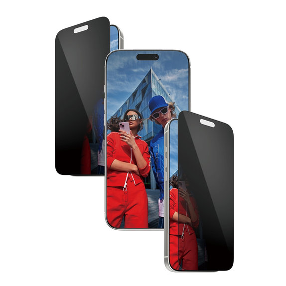 UWF 2-Way Privacy kaljeno steklo s Fastfit za iPhone 17 Pro Max, Črna, PanzerGlass