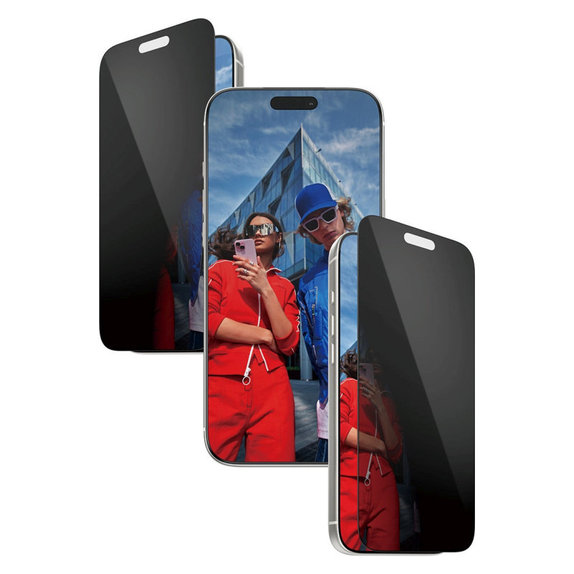 UWF 2-Way Privacy kaljeno steklo s Fastfit za iPhone 17 Pro Max, Črna, PanzerGlass