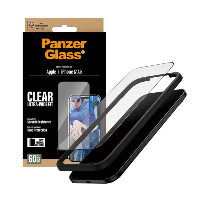 PanzerGlass - Tvrđeno steklo UWF z aplikatorjem za iPhone 17 Air, črna