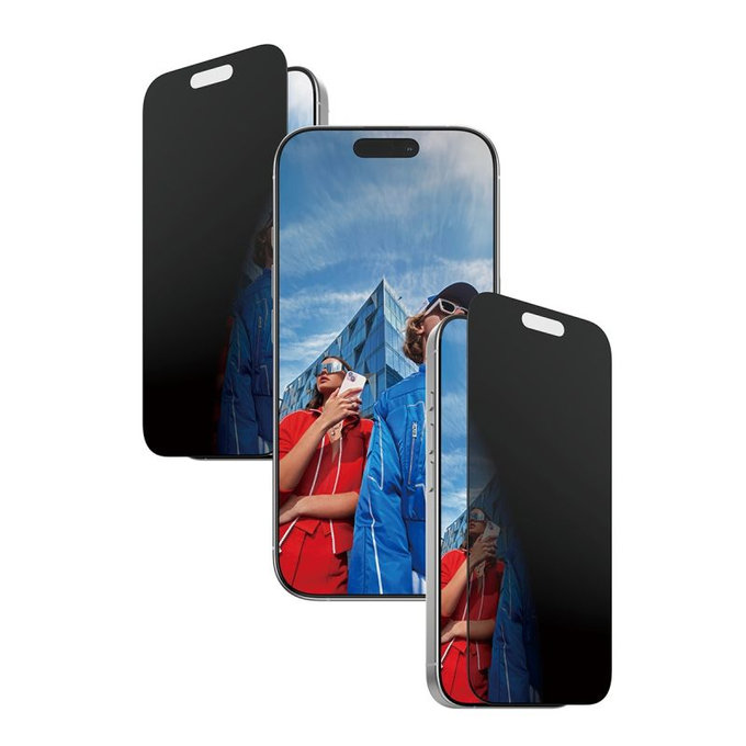 PanzerGlass - Tvrđeno steklo UWF 2-Way Privacy z aplikatorjem za iPhone 17/16 Pro, črna