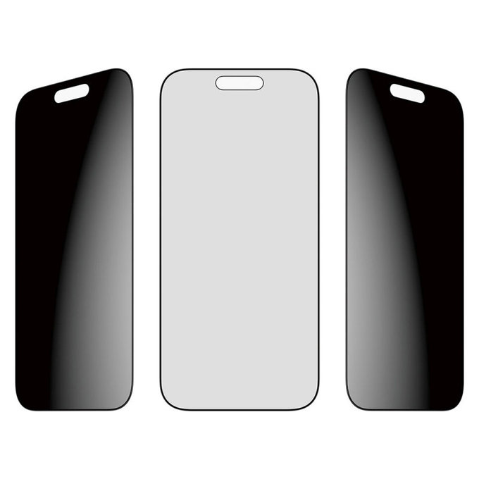 UWF 2-Way Privacy kaljeno steklo s Fastfit za iPhone 17/16 Pro, Črna, PanzerGlass