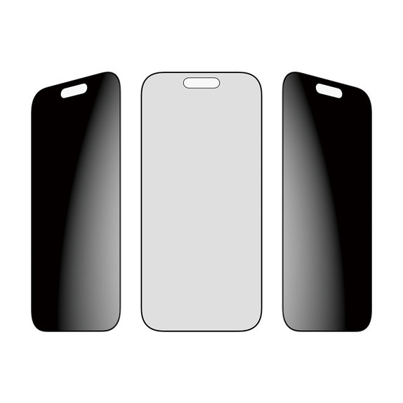 UWF 2-Way Privacy kaljeno steklo s Fastfit za iPhone 17/16 Pro, Črna, PanzerGlass