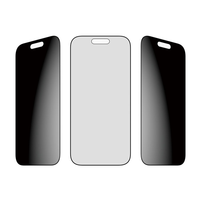 UWF 2-Way Privacy kaljeno steklo s Fastfit za iPhone 17/16 Pro, Črna, PanzerGlass