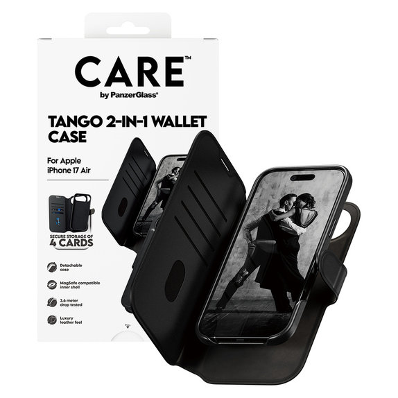 Ovitek Wallet Tango Two-In-One z MagSAFE by PanzerGlass za iPhone Air, Črna, PanzerGlass