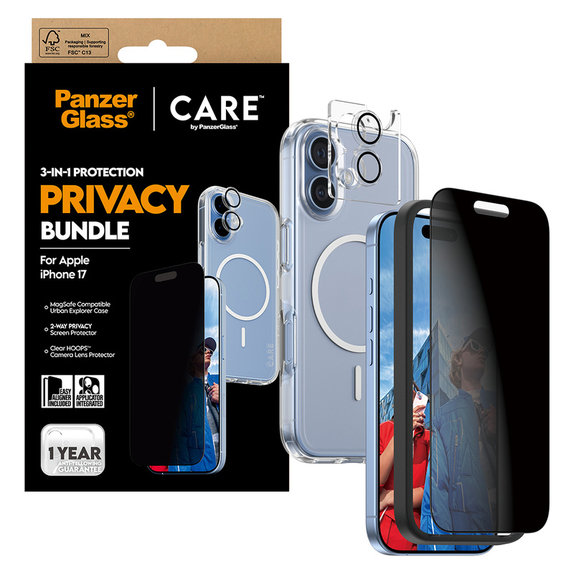 Bundle 3v1 Privacy za iPhone 17, PanzerGlass