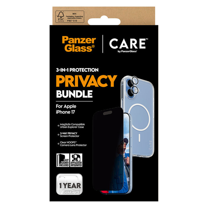Bundle 3v1 Privacy za iPhone 17, PanzerGlass