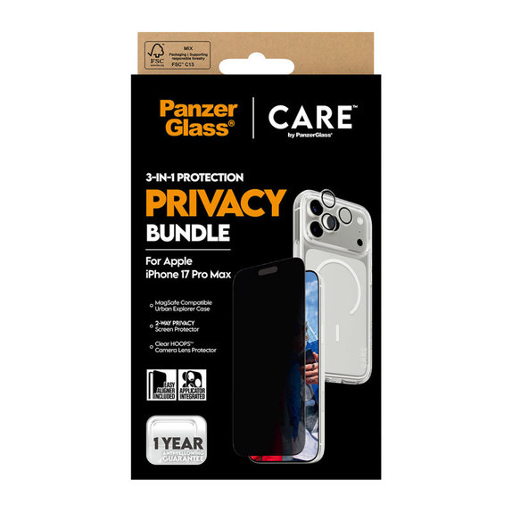 Bundle 3v1 Privacy za iPhone 17 Pro Max, PanzerGlass