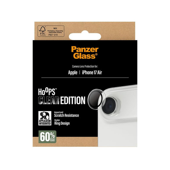 PanzerGlass - Zaščitni Ovitek za Objektiv Kamere Hoops za iPhone 17 Air, transparent