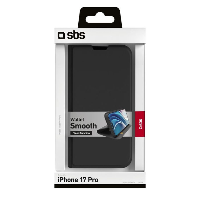 SBS - Etui Book Wallet Smooth za iPhone 17 Pro, črna