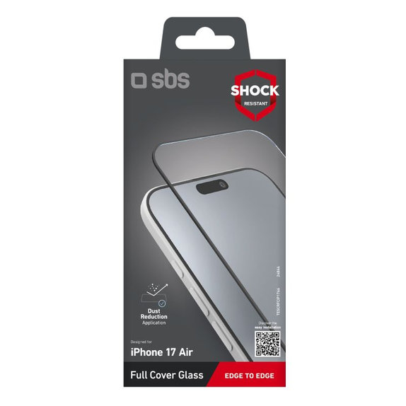 SBS - Tvrđeno steklo Full Cover za iPhone Air, črna