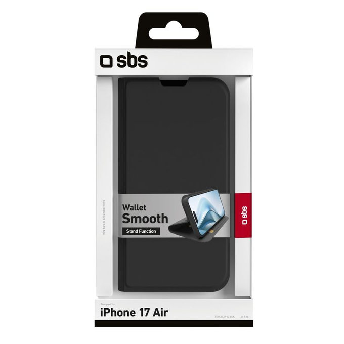 SBS - Etui Book Wallet Smooth za iPhone 17 Air, črna