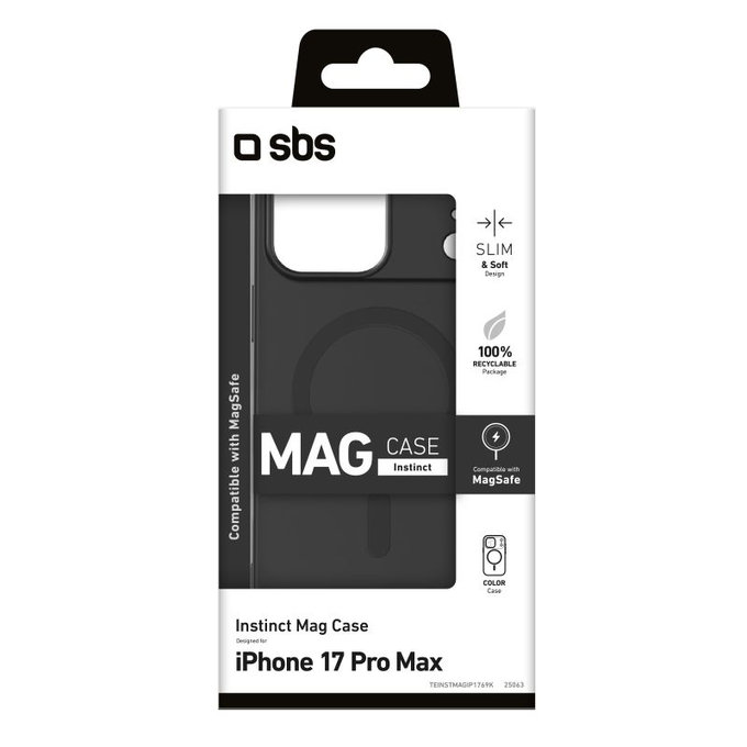 SBS - Etui Instinct Mag kompatibilno z MagSafe za iPhone 17 Pro Max, črna