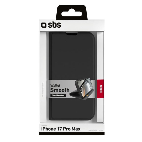 SBS - Etui Book Wallet Smooth za iPhone 17 Pro Max, črna
