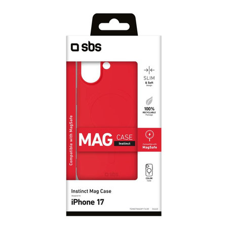 SBS - Etui Instinct Mag kompatibilno z MagSafe za iPhone 17, rdeč