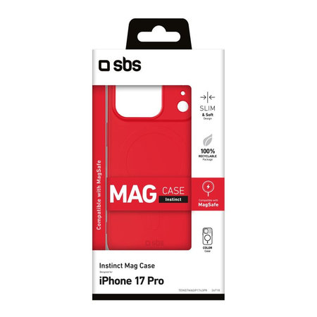 SBS - Etui Instinct Mag kompatibilno z MagSafe za iPhone 17 Pro, rdeč