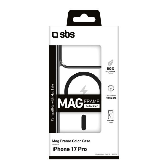 SBS - Etui Mag Frame kompatibilno z MagSafe za iPhone 17 Pro, črna