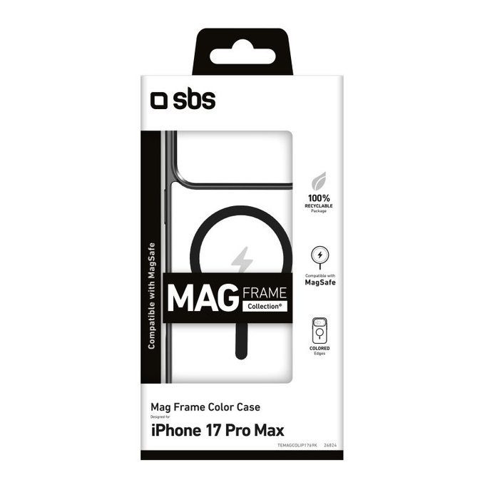 SBS - Etui Mag Frame kompatibilno z MagSafe za iPhone 17 Pro Max, črna