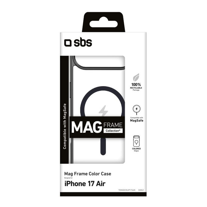 SBS - Etui Mag Frame kompatibilno z MagSafe za iPhone 17 Air, črna