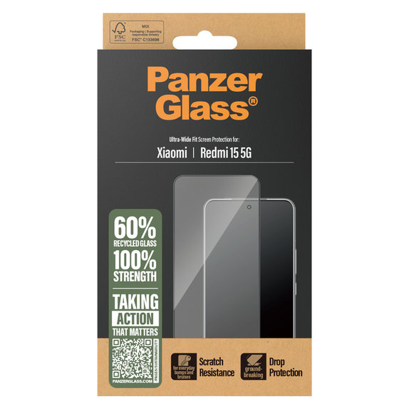 Kaljeno steklo UWF za Xiaomi Redmi 15 5G, Črna, PanzerGlass