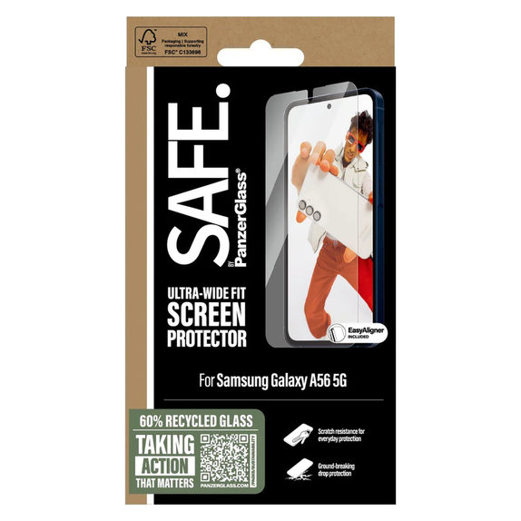Kaljeno steklo UWF z aplikatorjem za Samsung Galaxy A56 5G, Prozorna, SAFE by PanzerGlass