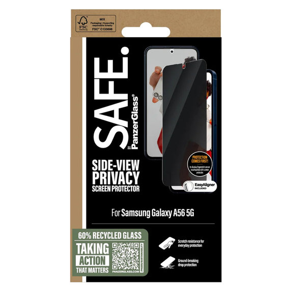 Kaljeno steklo UWF Privacy za Samsung Galaxy A56 5G, Črna, SAFE by PanzerGlass