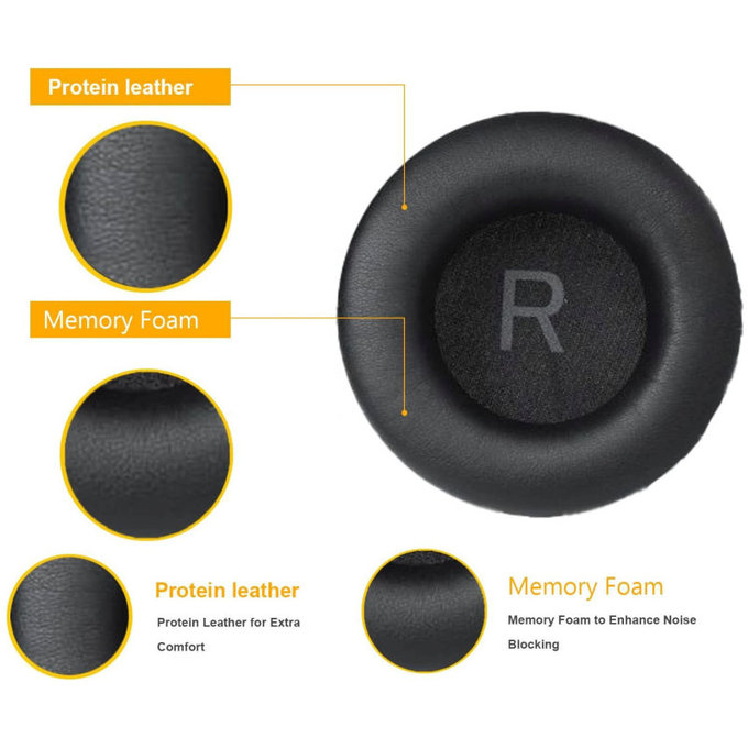 Nadomestne blazinice za ušesa za AKG K52, K72, K92, K240, Spominska pena + PU usnje, Črne, 1 Par