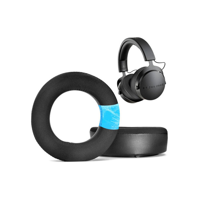 Nadomestne blazinice za ušesa za Beyerdynamic DT440, DT660, DT990 Pro, Spominska pena + Usnje + Tekstil + Hlajeni gel, Črne, 1 Par