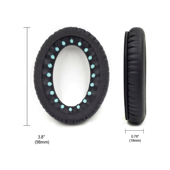 Nadomestne blazinice za ušesa za Bose QC25, QC35, QC45, Spominska pena + PU usnje, Črne, Hlajeni gel, 1 Par