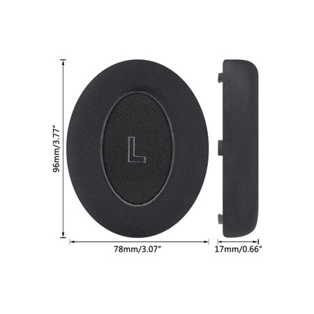 Nadomestne blazinice za ušesa za Bose QC Ultra, Spominska pena + Tekstil + Usnje, Črne, Hlajeni gel, 1 Par