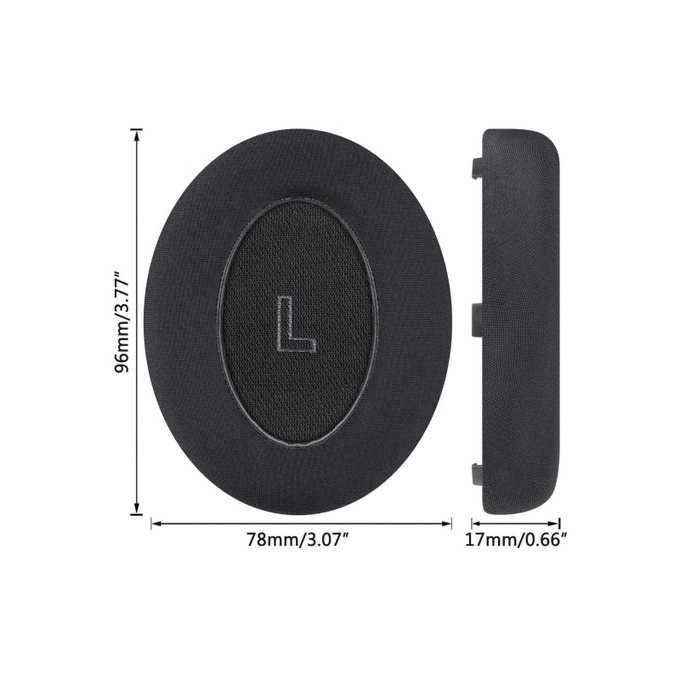 Nadomestne blazinice za ušesa za Bose QC Ultra, Spominska pena + Tekstil + Usnje, Črne, Hlajeni gel, 1 Par