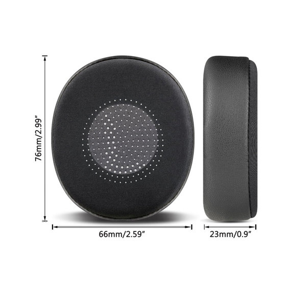 Nadomestne blazinice za ušesa za Jabra Evolve2 40, 65 UC/MS, Elite 45h, Spominska pena + PU usnje + Tekstil, Črne, Hlajeni gel, 1 Par