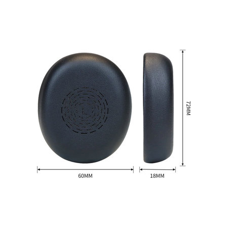 Nadomestne blazinice za ušesa za Jabra Evolve2 65 UC/MS (Flex), Spominska pena + PU usnje, Črne, 1 Par