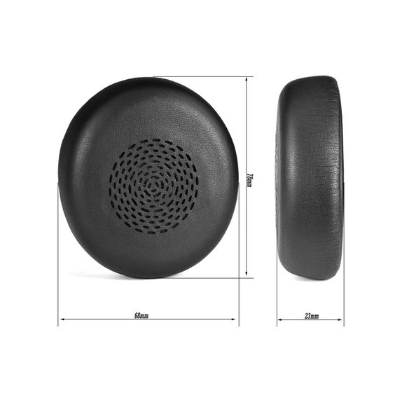 Nadomestne blazinice za ušesa za Jabra Evolve 2 75 UC/MS, Spominska pena + PU usnje, Črne, 1 Par