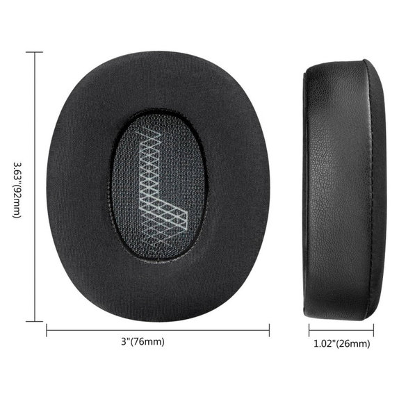 Nadomestne blazinice za ušesa za JBL Live 650, 660, E65, Spominska pena + Usnje + Tekstil, Črne, Hlajeni gel, 1 Par