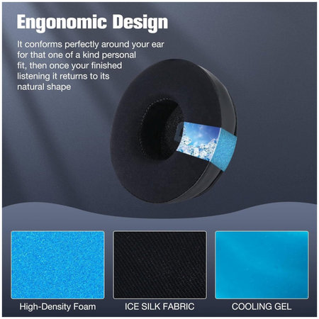 Nadomestne blazinice za ušesa za JBL JR300, T450BT, T500BT, T600, Spominska pena + Usnje + Tekstil, Črne, Hlajeni gel, 1 Par