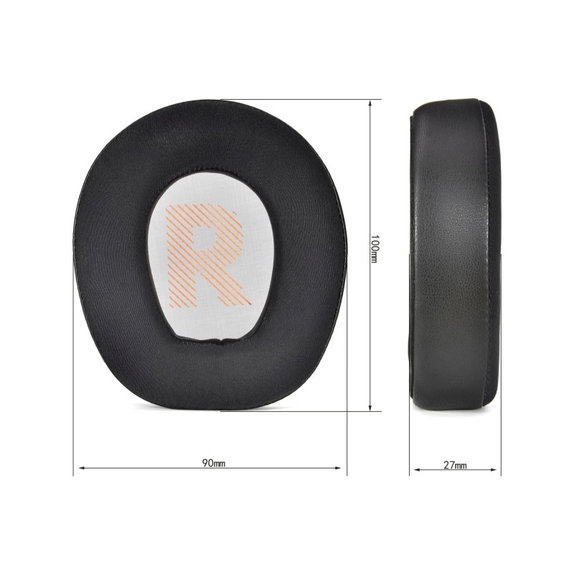 Nadomestne blazinice za ušesa za JBL Quantum Q200, Q300, Spominska pena + PU usnje + Tekstil, Črne, Hlajeni gel, 1 Par