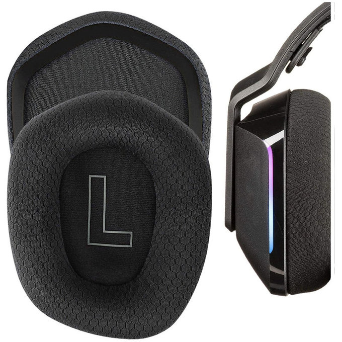 Nadomestne blazinice za ušesa za Logitech G335, G733, Spominska pena + Tekstil, Črne, 1 Par