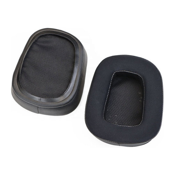 Nadomestne blazinice za ušesa za Logitech G633 Artemis, G933 Artemis, Spominska pena + Tekstil + Usnje, Črne, Hlajeni gel, 1 Par