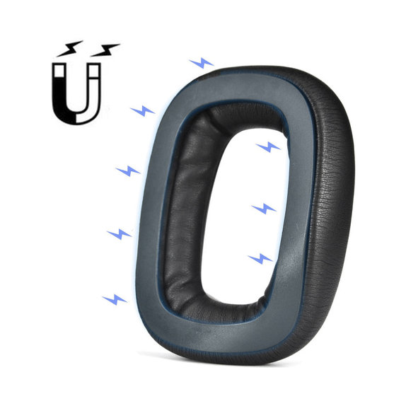 Nadomestne blazinice z magnetom za Logitech Astro A30, Spominska pena + PU usnje, Črne, 1 Par