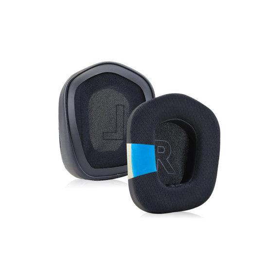 Nadomestne blazinice za ušesa za Logitech G733, Spominska pena + Tekstil + Usnje, Črne, Hlajeni gel, 1 Par
