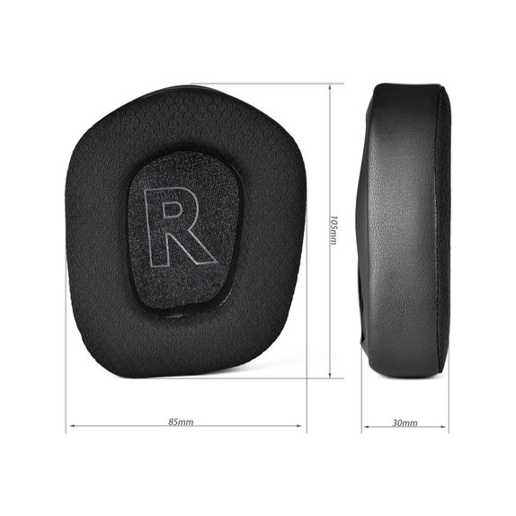Nadomestne blazinice za ušesa za Logitech G733, Spominska pena + Tekstil + Usnje, Črne, Hlajeni gel, 1 Par