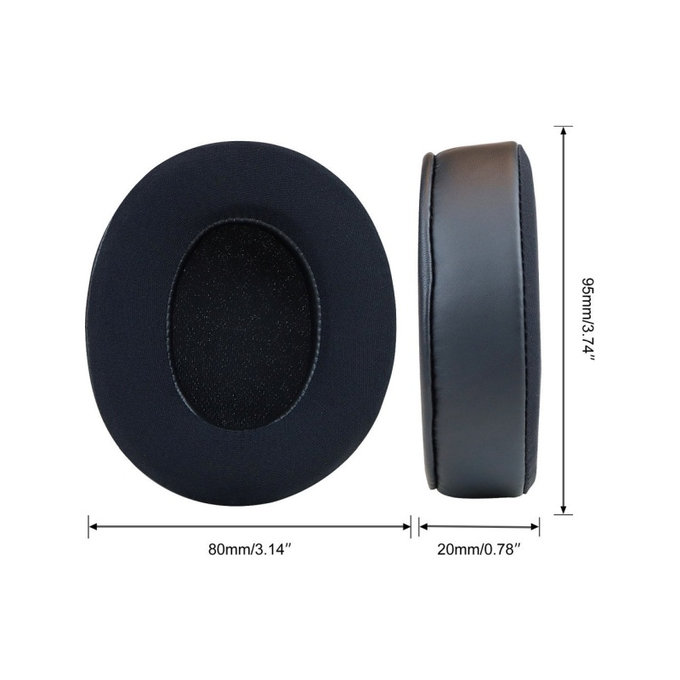 Nadomestne blazinice za ušesa za Beats Studio Pro, Spominska pena + Tekstil + Usnje, Črne, Hlajeni gel, 1 Par