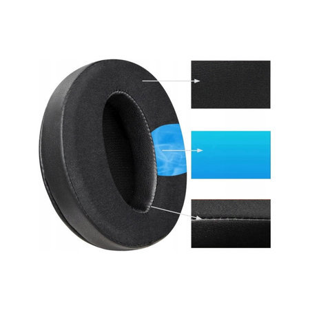 Nadomestne blazinice za ušesa za Sennheiser HD4.50, Spominska pena + Tekstil + Usnje, Črne, Hlajeni gel, 1 Par