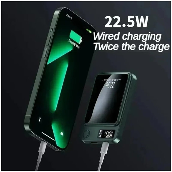 FixPremium - MagSafe PowerBank 5000mAh z LED zaslonom, črna